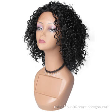 Female short curly lace front wig synthetic